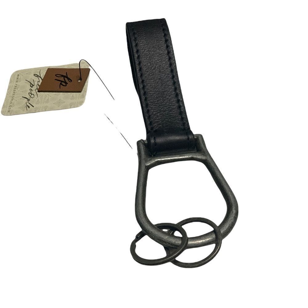 Free People We The Free Derby Black Leather Keyring